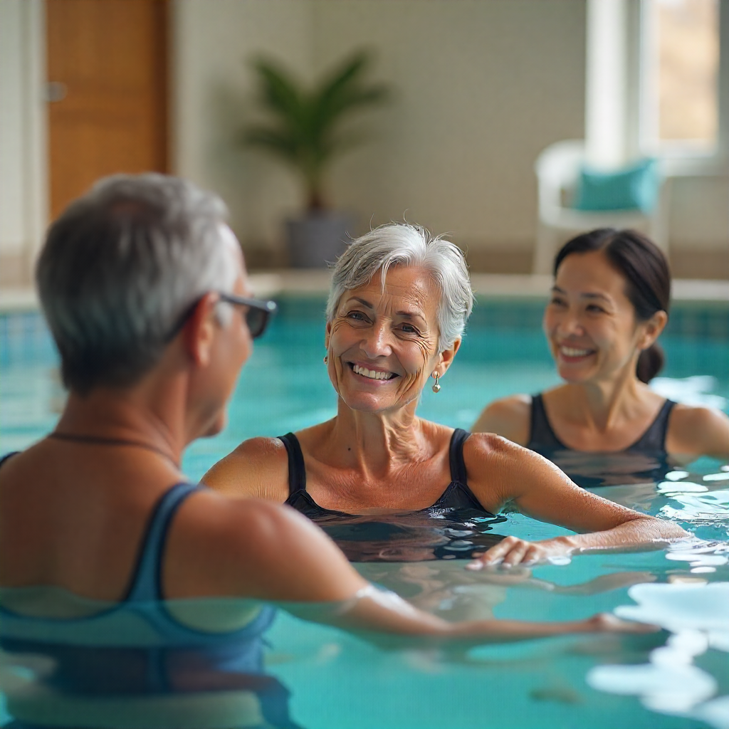 Intermediate water aerobics class